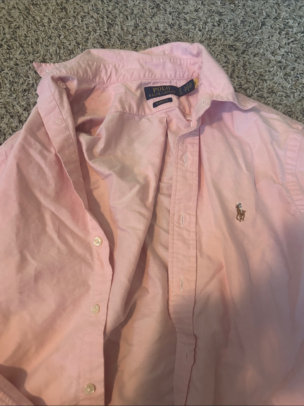 Polo by Ralph Lauren Pink Button-Down Oxford Shirt with Pony Logo